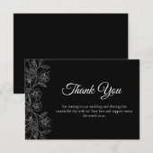 Carte De Remerciements Fleurs noir et blanc (Devant / Derrière)