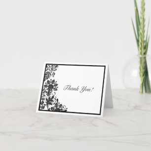 Carte De Remerciements Fleurs noir et blanc damassé sur mesure