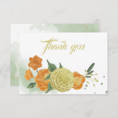 Carte De Remerciements fleurs orange jaune verdure (Devant / Derrière)