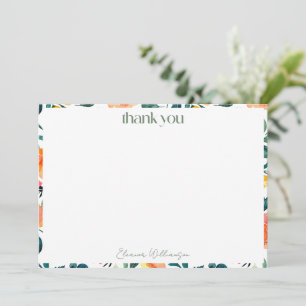 Carte De Remerciements Fleurs Orange Rustiques Nom Personnalisé pour une
