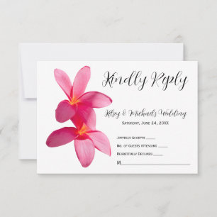 Carte De Remerciements Fleurs Plumeria rose, Tropical, Floral, RSVP