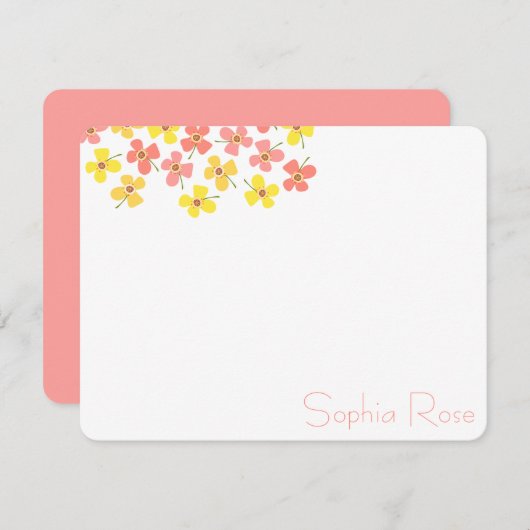 Carte De Remerciements Fleurs Pop Fleurs Pop Chic Nouvelle Fille Bébé (Devant / Derrière)