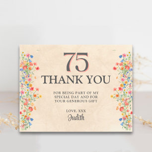 Carte De Remerciements Fleurs pour 75e anniversaire – Élégantes fleurs sa