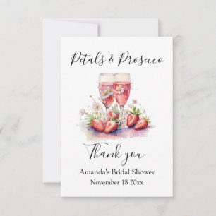 Carte De Remerciements Fleurs & Prosecco Fête de Fiançailles Florale aux
