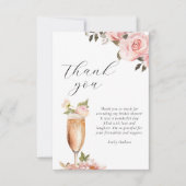 Carte De Remerciements Fleurs & Prosecco Floral Fête de Mariage (Devant)
