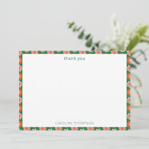 Carte De Remerciements Fleurs Rétro Rose Vert Personnalisé Lavage de Mari