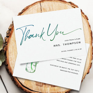 Carte De Remerciements Fleurs romantiques Fête des mariées de script mode