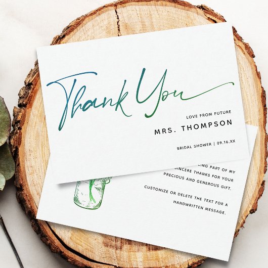 Carte De Remerciements Fleurs romantiques Fête des mariées de script mode