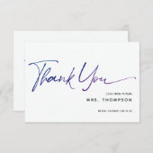 Carte De Remerciements Fleurs romantiques Mariage moderne de style script (Devant / Derrière)
