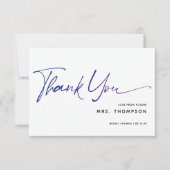 Carte De Remerciements Fleurs romantiques Mariage moderne écriture Fête d (Devant)