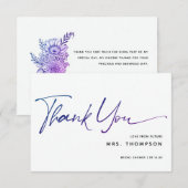 Carte De Remerciements Fleurs romantiques Mariage moderne écriture Fête d (Devant / Derrière)