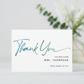 Carte De Remerciements Fleurs romantiques Mariage moderne Script (Debout devant)