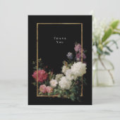 Carte De Remerciements Fleurs romantiques sombres et lunaires Faux or noi (Debout devant)