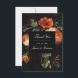 Carte De Remerciements Fleurs romantiques sombres Roses Maître hollandais<br><div class="desc">Personnalisez le texte et déplacez ou mettez à l'échelle la forme et les fleurs comme vous le souhaitez. L'échelle et la couleur de la forme sont éditable. La photo au dos est facultative</div>