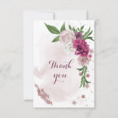 Carte De Remerciements fleurs rose mauve verdure (Devant)