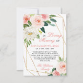 Carte De Remerciements Fleurs rose pâle Mémoire de Sympathie (Devant)