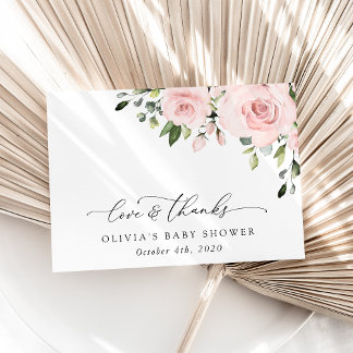 Carte De Remerciements Fleurs rose saumon, Fleurs roses, Bohème, Baby Sho
