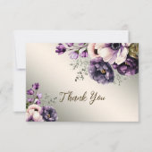Carte De Remerciements Fleurs rose violet de fête Golden Elegant (Devant)