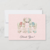 Carte De Remerciements Fleurs roses Aquarelle Cheval Mariage (Devant)