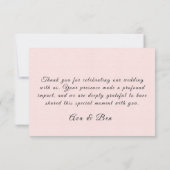 Carte De Remerciements Fleurs roses Aquarelle Cheval Mariage (Dos)