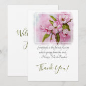 Carte De Remerciements Fleurs roses dans l'aquarelle (Devant / Derrière)