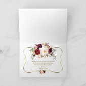 Carte De Remerciements Fleurs roses de Bourgogne Or Croix blanche Baptême (Intérieur)