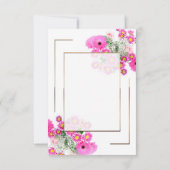 Carte De Remerciements Fleurs roses/Doré (Dos)