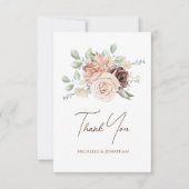 Carte De Remerciements Fleurs roses douces vertes Mariage floral (Devant)
