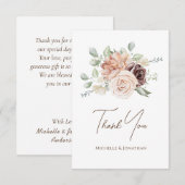 Carte De Remerciements Fleurs roses douces vertes Mariage floral (Devant / Derrière)