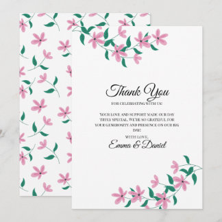 Carte De Remerciements Fleurs roses élégantes