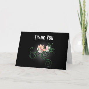Carte De Remerciements Fleurs roses élégantes sur un carton de remercieme