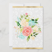 Carte De Remerciements Fleurs roses et de menthe Or Anniversaire (Dos)