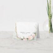 Carte De Remerciements Fleurs roses et eucalyptus et cadre doré (Dos)