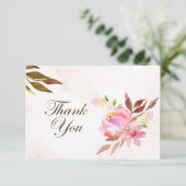 Carte De Remerciements Fleurs roses et Mariage vert (Debout devant)