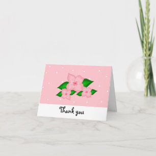 Carte De Remerciements Fleurs roses et pois