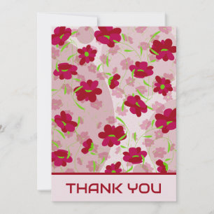 Carte De Remerciements Fleurs roses et rouges - Floral