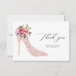 Carte De Remerciements Fleurs roses et talons hauts Script Shower de mari