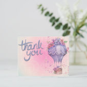 Carte De Remerciements fleurs roses et violettes (Debout devant)