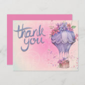 Carte De Remerciements fleurs roses et violettes (Devant / Derrière)