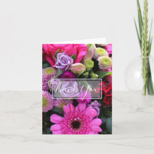Carte De Remerciements Fleurs roses et violettes personnalisées remerciem