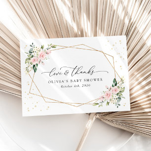 Carte De Remerciements Fleurs roses, Fleurs blanches, Verdure, Baby Showe