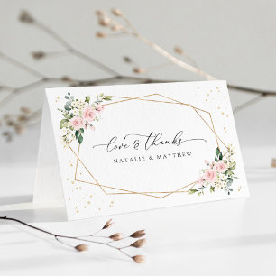 Carte De Remerciements Fleurs roses, Fleurs blanches, Verdure, Mariage