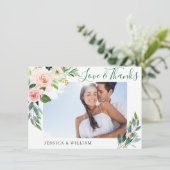 Carte De Remerciements Fleurs Roses Fluides Verdure PHOTO Florale (Debout devant)