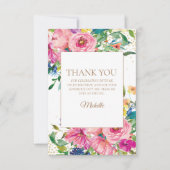 Carte De Remerciements Fleurs roses jaunes pour un remerciement d'anniver (Devant)