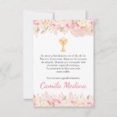 Carte De Remerciements Fleurs roses mignonnes et craie Première communion (Devant)