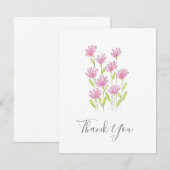 Carte De Remerciements Fleurs roses modernes Stylo et aquarelle (Devant / Derrière)
