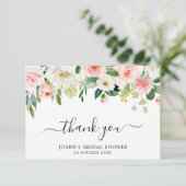 Carte De Remerciements Fleurs roses pastel, botanique moderne pour douche (Debout devant)