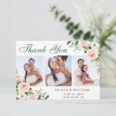 Carte De Remerciements Fleurs Roses Rouges Verdure Floral 3 PHOTO (Debout devant)