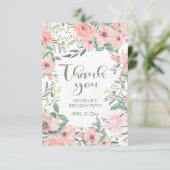 Carte De Remerciements Fleurs roses rousses Sage Vert Feuille doux 16 (Debout devant)