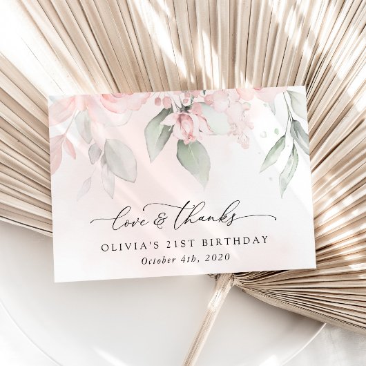 Carte De Remerciements Fleurs Rouges, Fleurs Roses, Boho, Anniversaire